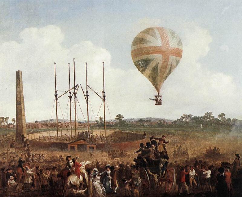 IBBETSON, Julius Caesar George Biggins' Ascent in Lunardi' Balloon sf Norge oil painting art